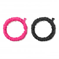 Hair Scrunchies (Thin) - Black & Lucid Pink